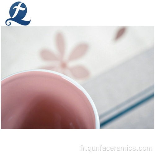 Tasse à café réutilisable avec fil contrastant imprimé avec poignée